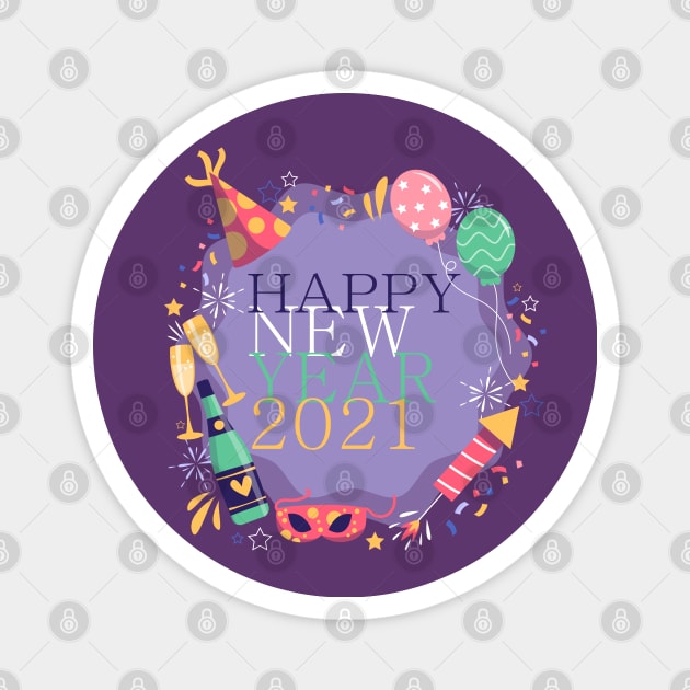 Happy New Year 2021 Magnet by Mako Design 